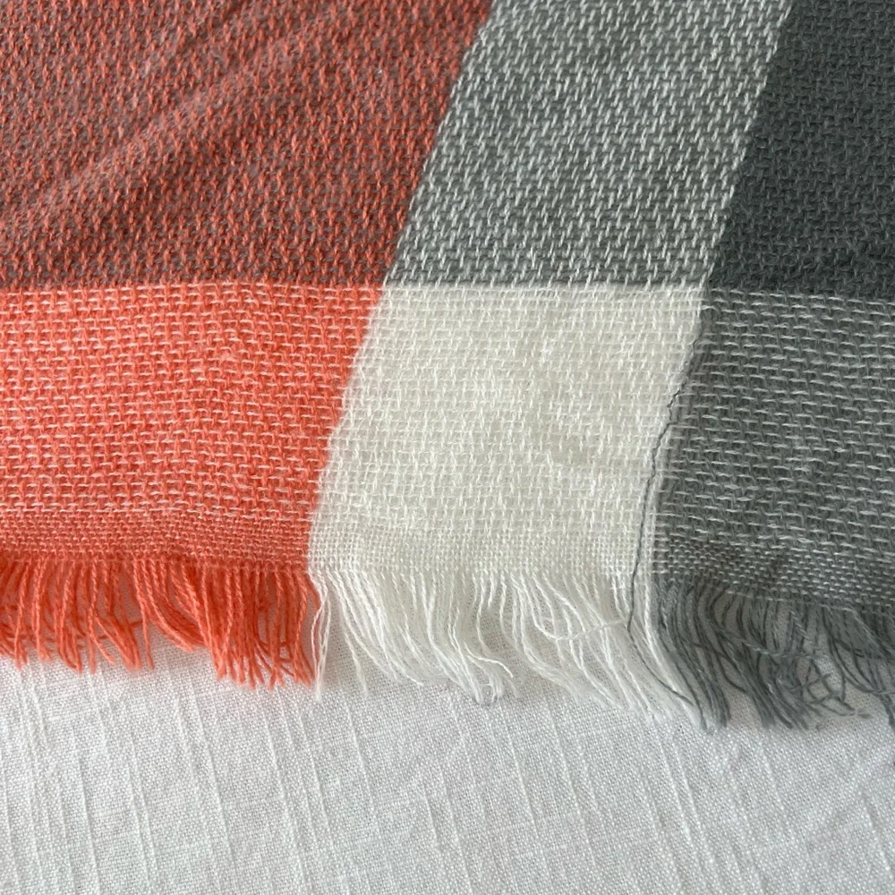 Wander Agio Warm Long Shawl Winter Large Knit Cashmere Feel Plaid Triangle Scarf